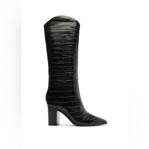 Schutz Maryana Block Wide Crocodile Boot